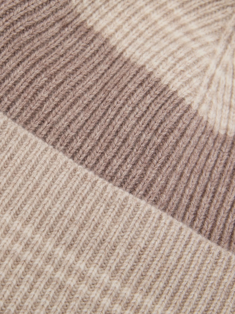 Reiss Neutral Freya Wool-Blend Striped Rib-Knit Beanie - Image 4 of 4