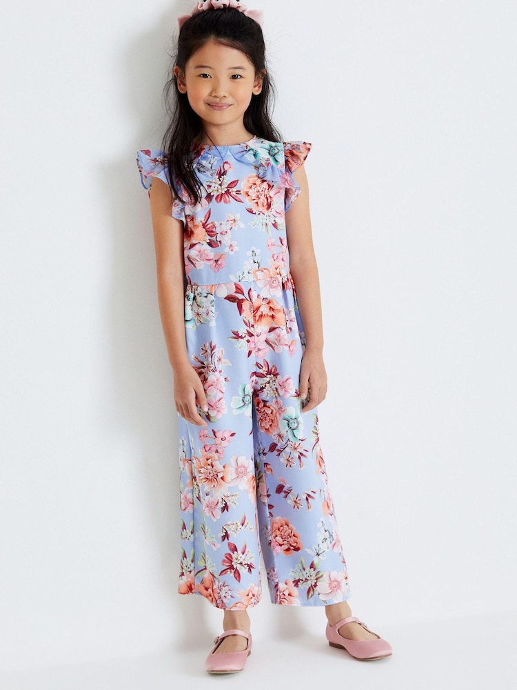Lilac Purple Floral Print Jumpsuit (3-16yrs) - Image 1 of 5