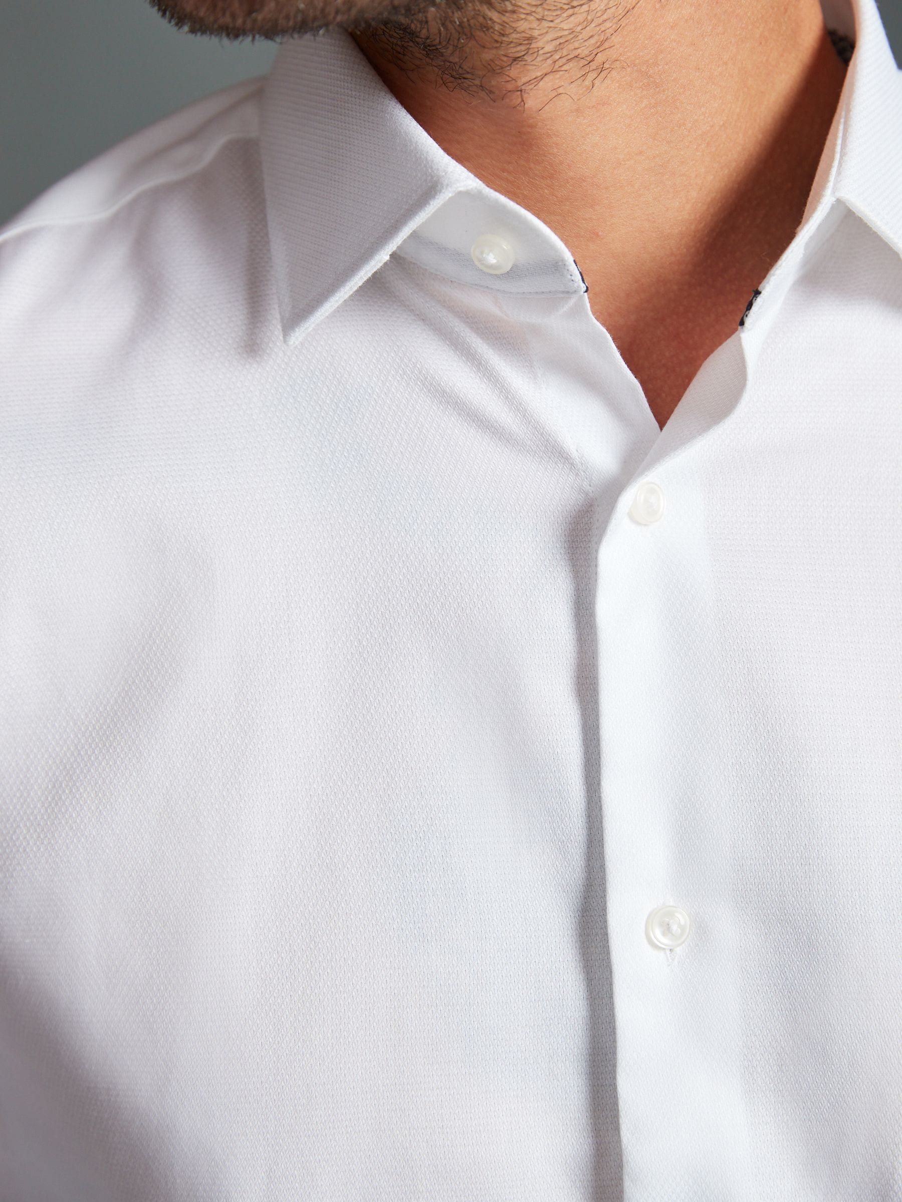 Buy White Regular Fit 100% Cotton Signature Textured Double