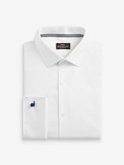 White Regular Fit 100% Cotton Signature Textured Double Cuff Smart Shirt With Trim Detail - Image 9 of 11