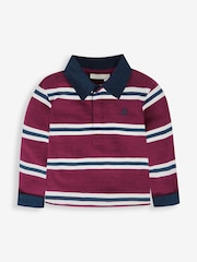 JoJo Maman Bébé Burgundy Stripe Rugby Top - Image 2 of 4
