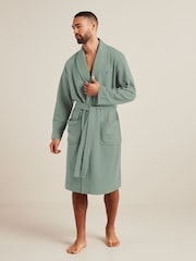 Sage Green Lightweight Waffle Dressing Gown - Image 1 of 8