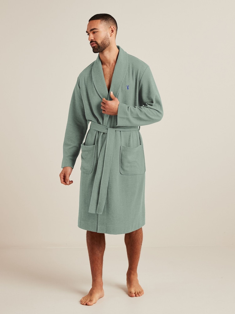 Sage Green Lightweight Waffle Dressing Gown - Image 1 of 8