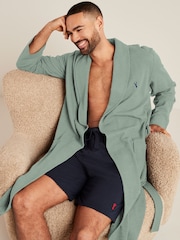 Sage Green Lightweight Waffle Dressing Gown - Image 3 of 8