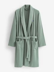 Sage Green Lightweight Waffle Dressing Gown - Image 5 of 8