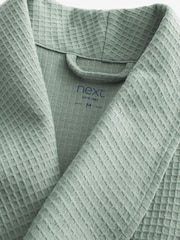 Sage Green Lightweight Waffle Dressing Gown - Image 8 of 8