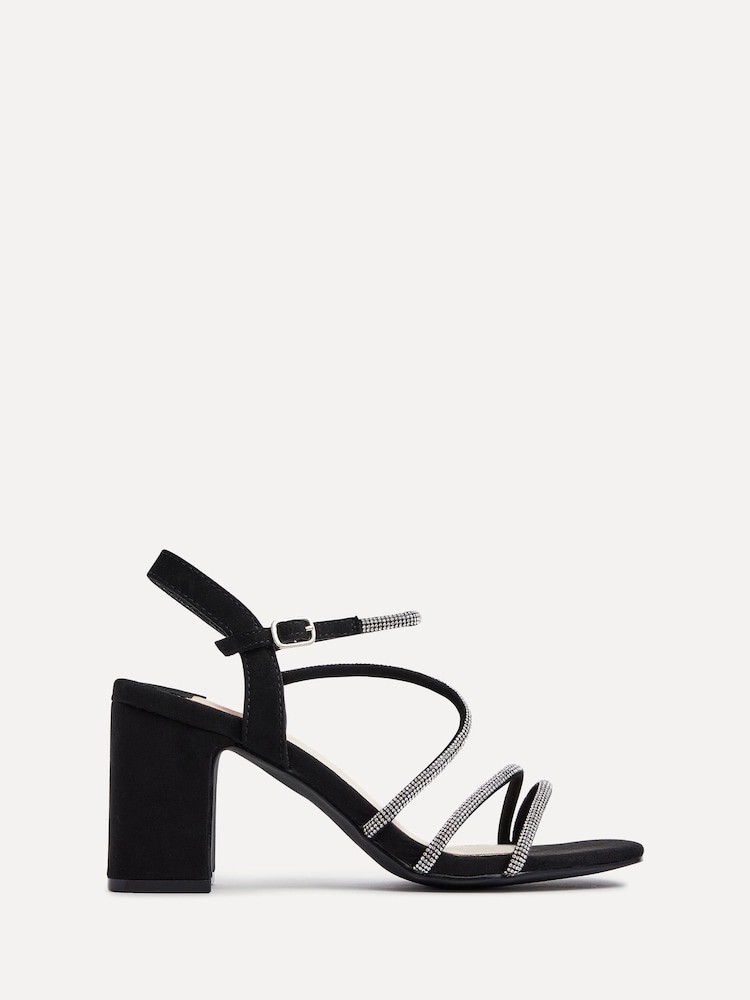 Linzi Black Kira Strappy Diamante Block Heeled Sandals - Image 2 of 5