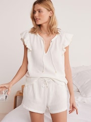 White Cotton Crinkle Frill Top - Image 5 of 6
