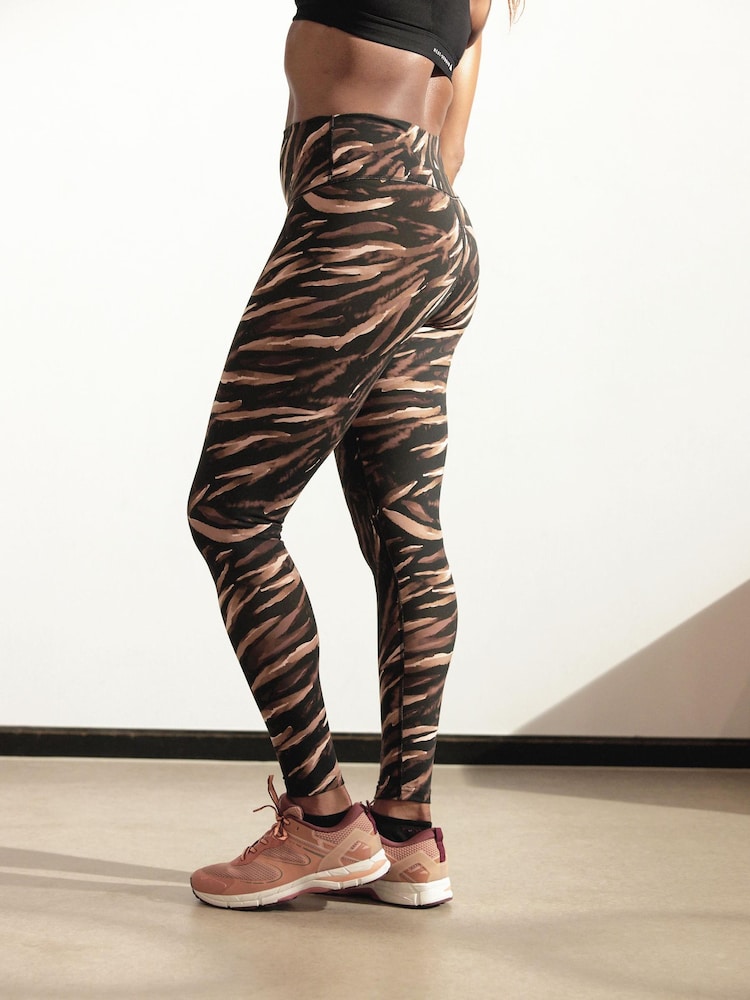 Zebra Print Next Active Sports Tummy Control High Waisted Full Length Sculpting Leggings - Image 3 of 6