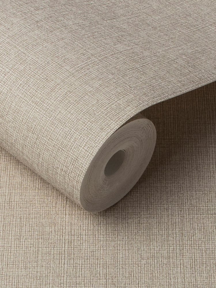 Graham & Brown Brown Linen Beige 10M Wallpaper - Image 3 of 3