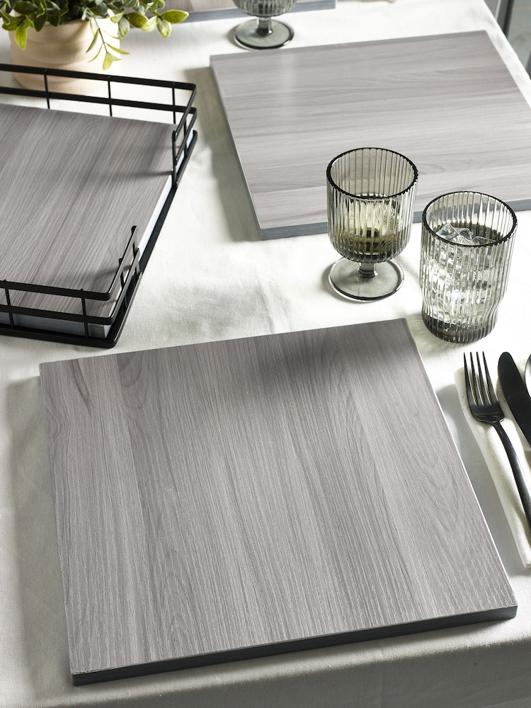 Set of 4 Grey Square Bronx Placemats - Image 2 of 4