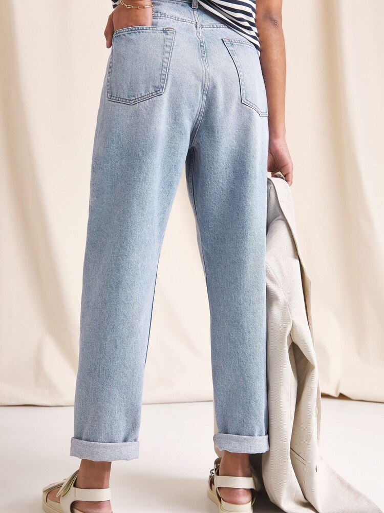 Anise Blue Bleach Wash Girlfriend Jeans - Image 2 of 4