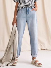 Anise Blue Bleach Wash Girlfriend Jeans - Image 3 of 4