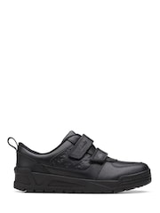 Clarks Black Multi Fit Leather Dino Print Shoes - Image 1 of 7