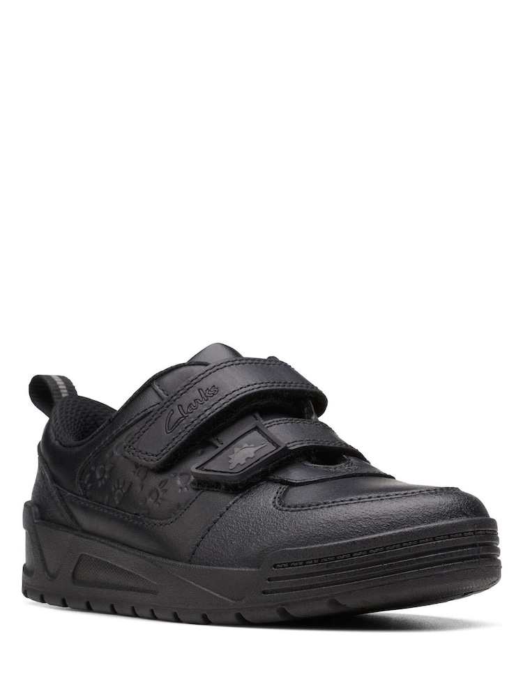 Clarks Black Multi Fit Leather Dino Print Shoes - Image 3 of 7