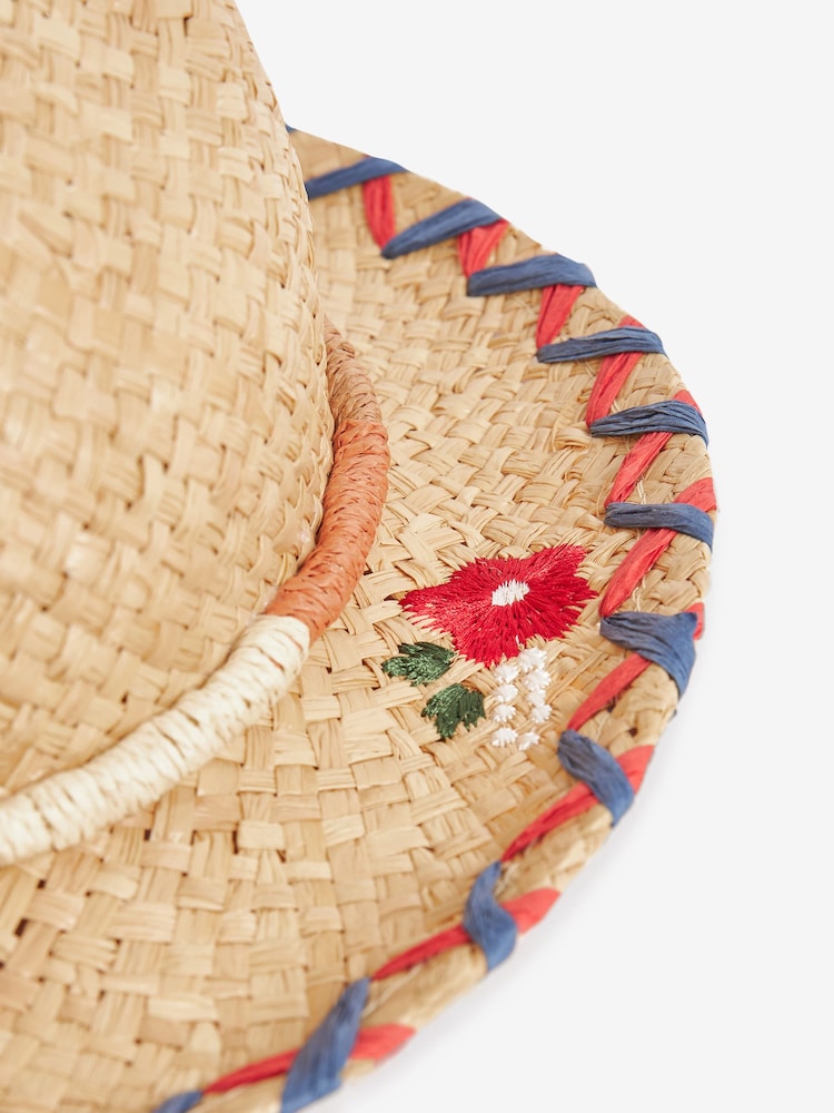 Natural Embroidered Straw Cowboy Hat (3-16yrs) - Image 5 of 5 Natural Embroidered Straw Cowboy Hat (3-16yrs) - Image 5 of 5