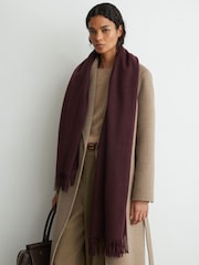 Reiss Grape Picton Wool and Cashmere Scarf - Image 1 of 5