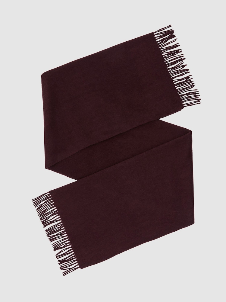 Reiss Grape Picton Wool and Cashmere Scarf - Image 2 of 5
