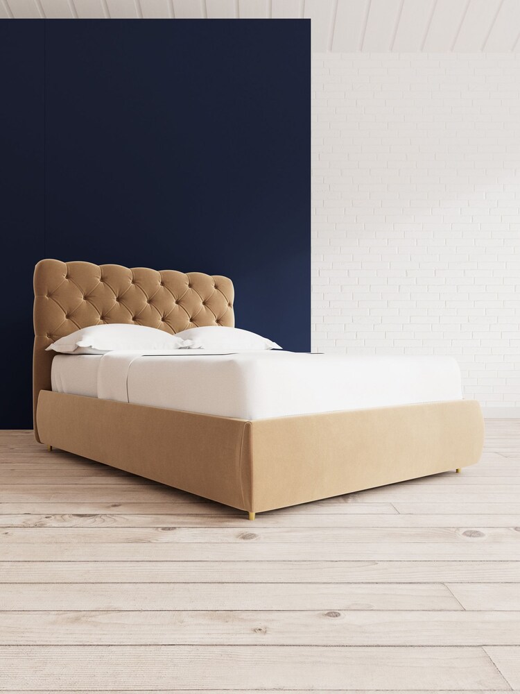 Swoon Easy Velvet Biscuit Natural Burbage Divan Bed - Image 1 of 8