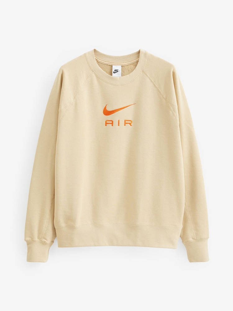 Nike Brown Air French Terry Crew Sweatshirt - Image 1 of 7
