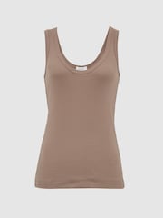 Reiss Mocha Violet Scoop Neck Jersey Vest Top - Image 2 of 7