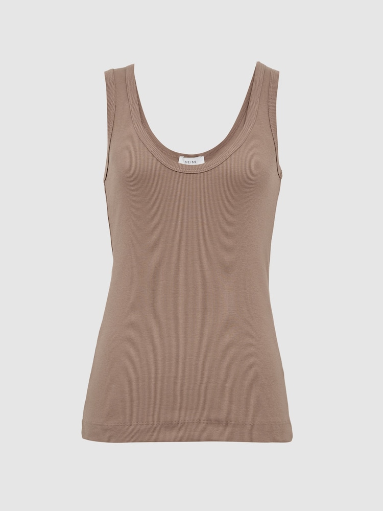 Reiss Mocha Violet Scoop Neck Jersey Vest Top - Image 2 of 7