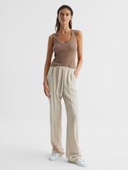 Reiss Mocha Violet Scoop Neck Jersey Vest Top - Image 3 of 7