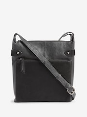 Black Leather Pocket Messenger Bag - Image 2 of 5