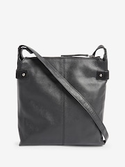 Black Leather Pocket Messenger Bag - Image 3 of 5