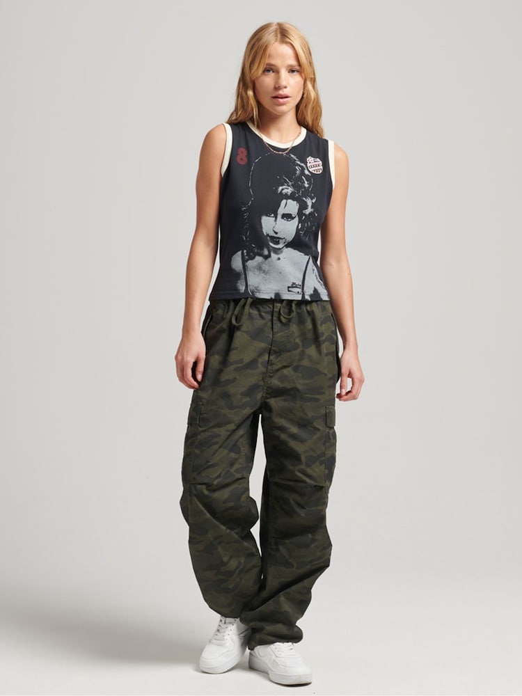 Superdry Black Chrome 100% Cotton Ringspun Allstars Vintage Re-Issue Vest Top - Image 1 of 4