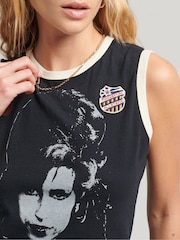 Superdry Black Chrome 100% Cotton Ringspun Allstars Vintage Re-Issue Vest Top - Image 4 of 4