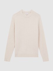 Reiss Stone Millerson Wool-Cotton Textured Crew Neck Jumper - Image 2 of 6