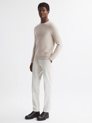 Reiss Stone Millerson Wool-Cotton Textured Crew Neck Jumper - Image 5 of 6
