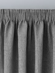 Grey Silver Heavyweight Chenille Pencil Pleat Blackout/Thermal Curtains - Image 3 of 6
