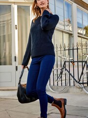 Dark Blue Pull-On Denim Leggings - Image 1 of 5
