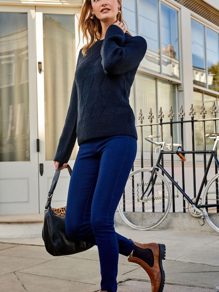Dark Blue Pull-On Denim Leggings - Image 1 of 5