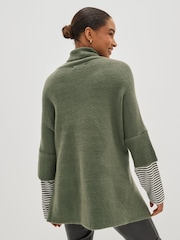 Cachi/Verde - Poncho in maglia con A righe sulle maniche - Immagine 3 di 5