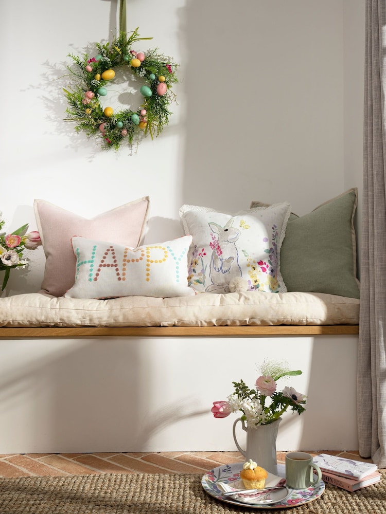 Sage Green 50 x 30cm Dalby Contrast Edge Cushion - Image 3 of 7