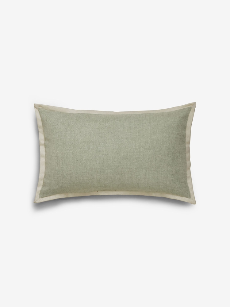 Sage Green 50 x 30cm Dalby Contrast Edge Cushion - Image 5 of 7