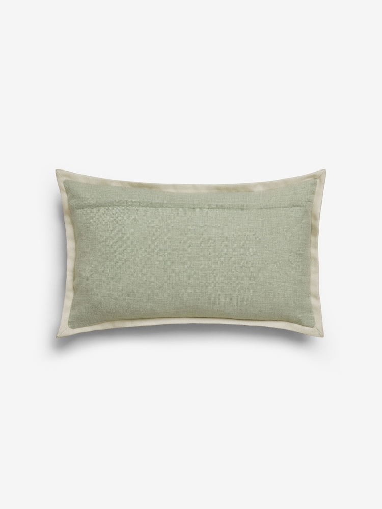Sage Green 50 x 30cm Dalby Contrast Edge Cushion - Image 6 of 7