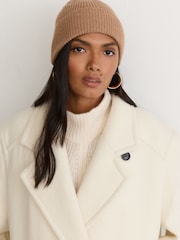 Camel - Reiss Freya Wool-Blend Rib-Knit Beanie - Imagen 1 de 3