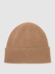 Camel - Reiss Freya Wool-Blend Rib-Knit Beanie - Imagen 2 de 3