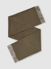 Reiss Khaki Picton Wool and Cashmere Scarf - Image 2 of 6