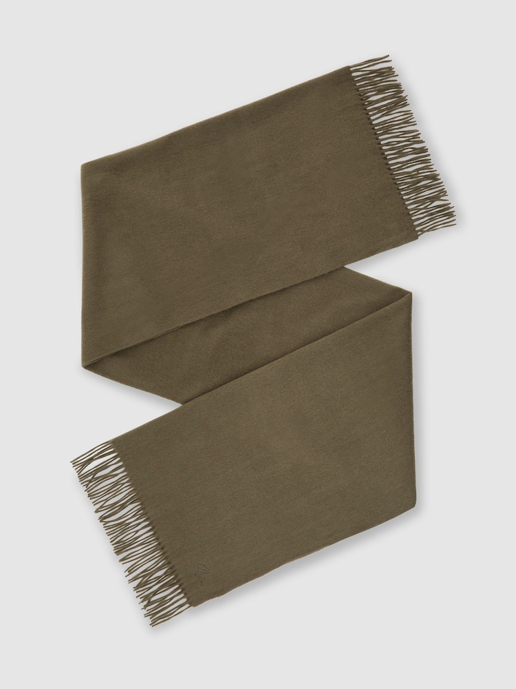Reiss Khaki Picton Wool and Cashmere Scarf - Image 2 of 6 Reiss Khaki Picton Wool and Cashmere Scarf - Image 2 of 6