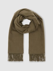 Reiss Khaki Picton Wool and Cashmere Scarf - Image 3 of 6
