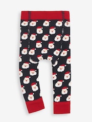 JoJo Maman Bébé Navy Father Christmas Extra Thick Baby Leggings - Image 2 of 3