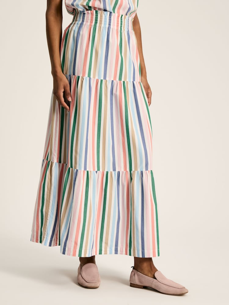 Joules Cynthia Stripe Tiered Co-ord Skirt - Image 1 of 8