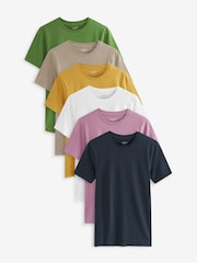 Green/White/Stone/Mustard/Navy Blue/Pink T-Shirts 6 Pack - Image 9 of 17