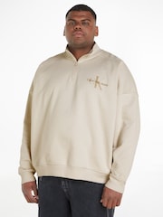 Calvin Klein Jeans Girls Cream Monologo Half Zip Jumper - Image 1 of 7