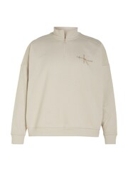 Calvin Klein Jeans Girls Cream Monologo Half Zip Jumper - Image 5 of 7